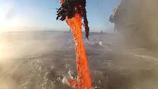 Amazing up close footage of Lava entering the ocean [upl. by Chantalle]