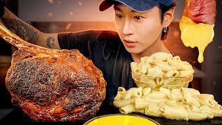 ASMR CHEESY TOMAHAWK STEAK amp MAC N CHEESE MUKBANG 먹방  COOKING amp EATING SOUNDS  Zach Choi ASMR [upl. by Ettena]