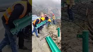 Highway anti collision barrier installation process [upl. by Aiceled]