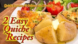 Quiche Lorraine and Salmon and Broccoli quiche made at home [upl. by Ahsiram]