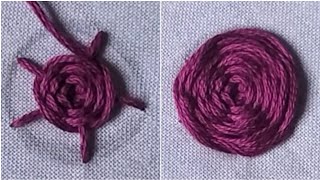 Easy Woven Wheel Rose Stitch Tutorial  Embroidery Work [upl. by Silvio185]