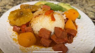 Puerto Rican Jamonilla Guisada y Arroz Blanco  Stewed Spam amp White Rice [upl. by Gawlas3]