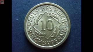 0712  10 Pfennig Weimarer Republik 1936 D [upl. by Aonian]