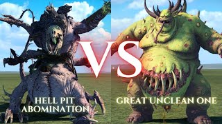 WARHAMMER III Total War  Hell Pit Abomination VS Great Unclean One [upl. by Valida593]