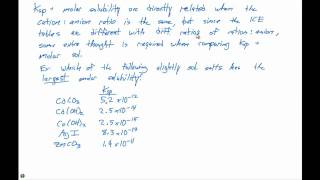 1744 Ranking the Solubility of Slightly Soluble Salts part I [upl. by Hole]