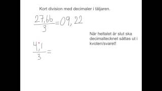 Kort division med decimaler i täljaren [upl. by Tima5]