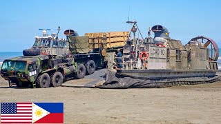 US Navy LCAC landing craft during joint military exercises in the Philippines [upl. by Enoitna]