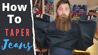 How To Taper Jeans  with Ryan  He sews She sews [upl. by Brietta]