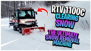 Kubota RTV 1100 Plowing Snow  Clearing Snow with PullPlow  Snow Removal Equipment for Driveways [upl. by Egag]