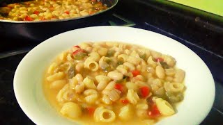 SOPA DE PASTA Y ALUBIAS Pasta e fagioli  Recetas de cocina fáciles y económicas [upl. by Cirilla259]