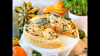 Pompoen quiche met spinazie  Recept  Bettys Kitchen [upl. by Aneem]