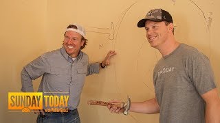 Chip Gaines And Willie Geist Compete In HammerThrowing Contest  Sunday TODAY [upl. by Osrit]