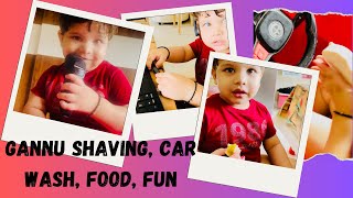 Day in the life Gannu Shaving Car wash Food Fun 🥰 trending viral cutebaby shortvideo [upl. by Adnohsal]