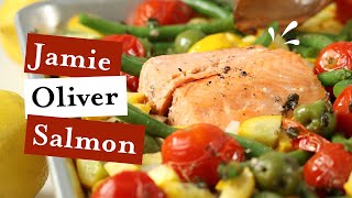 Sheet Pan Salmon Dinner  Jamie Oliver inspired tray baked dish in minutes with market fresh veggies [upl. by Novelia143]