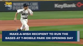 MakeAWish recipient to run the bases at Seattle Mariners Opening Day game against the Red Sox [upl. by Gallagher595]