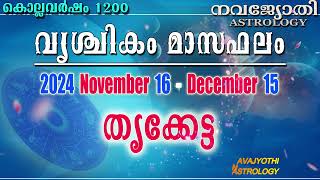 തൃക്കേട്ട  വൃശ്ചിക മാസഫലം  കൊല്ലവർഷം 1200  2024 November 16  December 15  Thrikketta [upl. by Otiv]