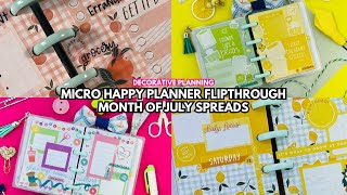 Micro Happy Planner  Monthly Flipthrough  July Planner Spreads and Ideas  Decorative Planning [upl. by Ogden]