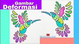 Cara Membuat Gambar Deformasi Burung Kolibri [upl. by Lytle]