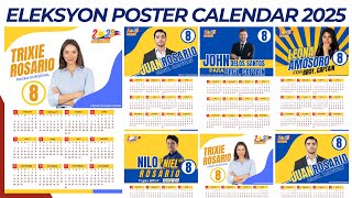 ELECTION POSTER CALENDAR 2025 TEMPLATE  CANVA TEMPLATE EDITABLE  TAGALOG TUTORIAL 2025 [upl. by Ahsahtan]