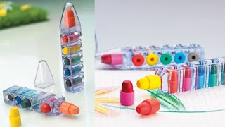 Homemade 5in1 crayon  bullet crayons idea  push up pen  easy school supplies [upl. by Maurine]