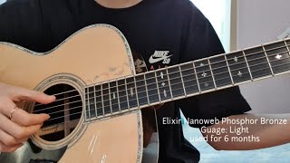 Elixir Nanoweb Phosphor Bronze vs Elixir Nanoweb 8020 기타줄 사운드 비교 영상 [upl. by Cory]