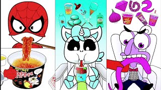 Random Food Color ASMR SpiderMan Emoji Mukbang 1MooMoo ShowMooMoo StudioCartoon [upl. by Hung]