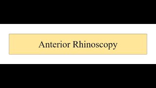 Anterior Rhinoscopy [upl. by Lavina]