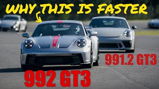 Why newer cars are faster  992 GT3 vs 9912 GT3 on track [upl. by Furie]