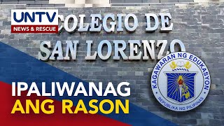 Colegio de San Lorenzo pinagpapaliwanag sa biglang pagsasara – DepEd [upl. by Lunn]