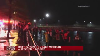 Boat capsized on Lake Michigan 6 rescued 1 missing [upl. by Lubeck]