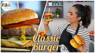 Kikis Classic Burger  Cheeseburger selber machen  mit karamellisierten Zwiebeln [upl. by Eixam]