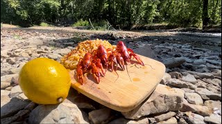 CATCH and COOK Making Crawfish Ramen noodles at the creek [upl. by Quick]