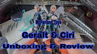 McFarlane Toys Witcher 3 The Wild Hunt Geralt amp Ciri  Action Figure Unboxing [upl. by Holbrook]