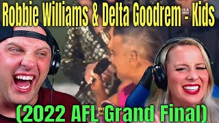 Reaction to Robbie Williams amp Delta Goodrem  Kids 2022 AFL Grand Final THE WOLF HUNTERZ REACTIONS [upl. by Rigdon]