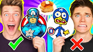 PANCAKE ART CHALLENGE Hero Edition amp Learn How To Make Avengers vs Star Wars Disney Plus Art [upl. by Egag]