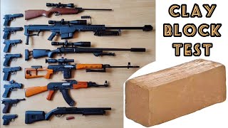 13 Airsoft Guns vs 10kg Clay Block  Pellet Rifle Viewer Request [upl. by Elbring307]