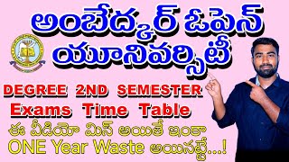 Ambedkar Open University UG 2nd Semister Exam time tableDegree 2nd sem exams time tableBRAOU [upl. by Ecirtaemed]