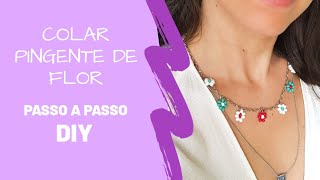 Como Fazer Colar Pingente de Flor de Miçangas Passo a Passo DIY Beaded Daisy Necklace [upl. by Schaab280]