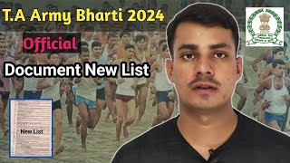 TA Army Bharti Documents  Official New Document list 2024  TA Bharti Running Video Danapur army [upl. by Nilrev285]