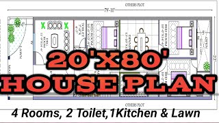 20x80 house plans22x80 floor plans 20x80 [upl. by Nyloc]