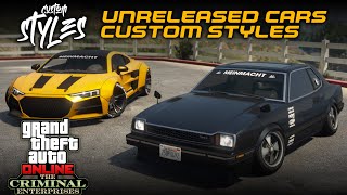 GTAO The Criminal Enterprise  Unreleased Cars Custom Styles [upl. by Hsatan976]