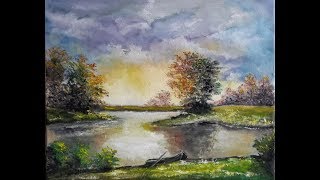 landschap schilderen met olieverf  landscape oil painting [upl. by Adnhoj]