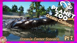 Saltwater Crocodile Habitat amp Some Education Fun  Planet Zoo  Oceania Career Scenario [upl. by Simsar]