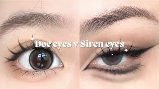 Doe eyes vs Siren eyes makeup tutorial  How to do doe eyes amp siren eyes [upl. by Kevan]