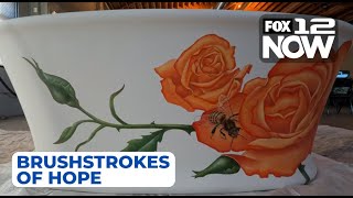 Brushstrokes of Hope fundraiser to benefit Portlands Rose Haven homeless shelter [upl. by Anivle]