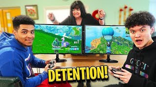 16 Year Old Little Brother 1v1s BEST Fortnite Player in School Detention [upl. by Tjaden]