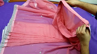 Perfect Saree Plates Complete Process and Saree Belt Stitching  Very Easy amp perfect method [upl. by Charisse183]