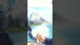 Following Bob Ross acrylic bobross mountain acrylicpaintingtutorial canvas [upl. by Ilatan593]