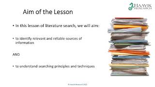 Series 3 How to do a Literature Search Module 1 [upl. by Gnat]