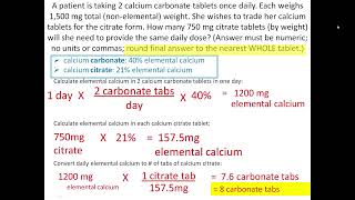 Naplex Practice Calculation level difficulty medium  calcium carbonate to calcium citrate [upl. by Young104]